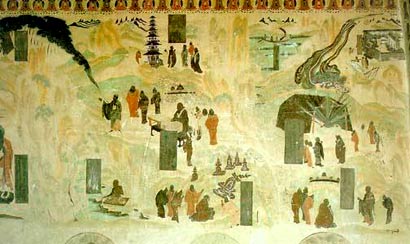 敦煌壁画中的佛图澄大和尚神异事迹（图片来源：资料图片）.jpg